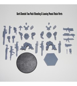 Dark Cheetah Two Pack Kneeling and Leaning Poses 3d Printed Resin Miniature