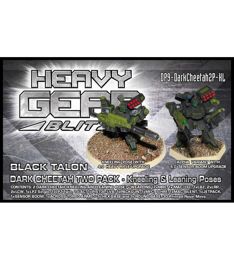 Dark Cheetah Two Pack Kneeling and Leaning Poses 3d Printed Resin Miniature