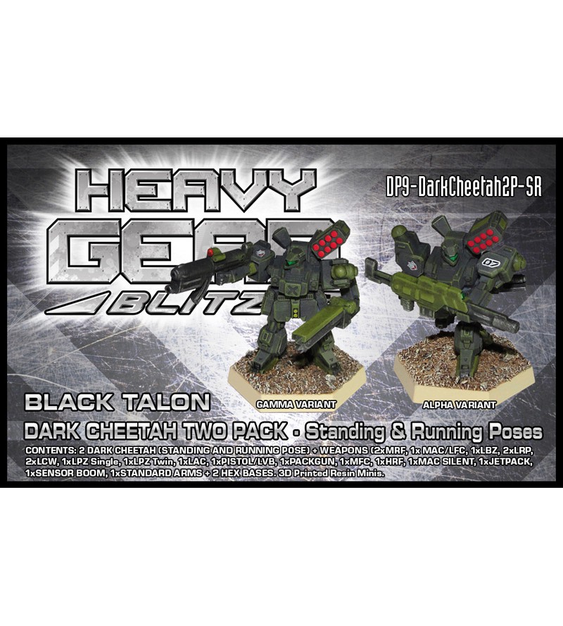 Dark Cheetah Two Pack Standing and Running Poses 3d Printed Resin Miniature