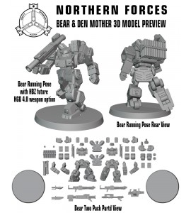 Bear Two Pack with Den Mother Upgrade Parts 3D Printed Resin Miniature