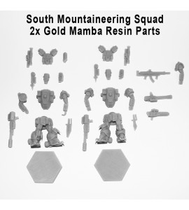 South Mountaineering Squad (2x Gold Mamba, 2x Rock Mamba, plus extra parts and weapons) 3D Printed Resin Minis