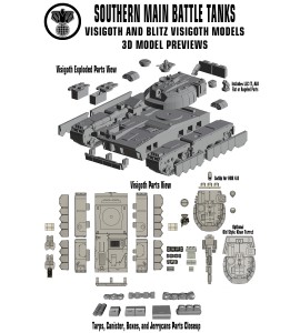 South Visigoth Main Battle Tank + Khan Turret - 3D Printed Resin Miniature