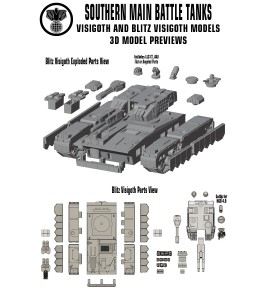 South Blitz Visigoth Main Battle Tank - 3D Printed Resin Miniature