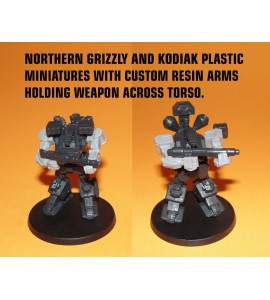 Custom Resin Arms for Grizzly Plastic Miniature to Hold Weapon Across Torso