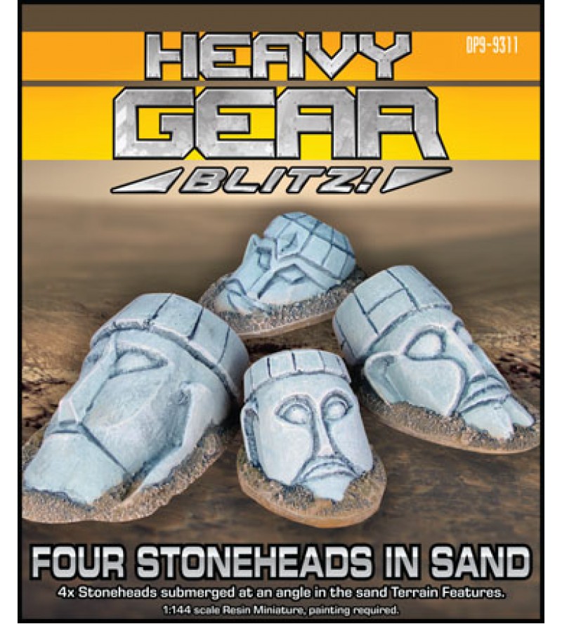 Four Stoneheads in Sand