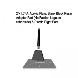 Jovian Wars: Acrylic Base Plate 2"x1.5"A Blank Black Resin Adaptor Part & Black Plastic Post