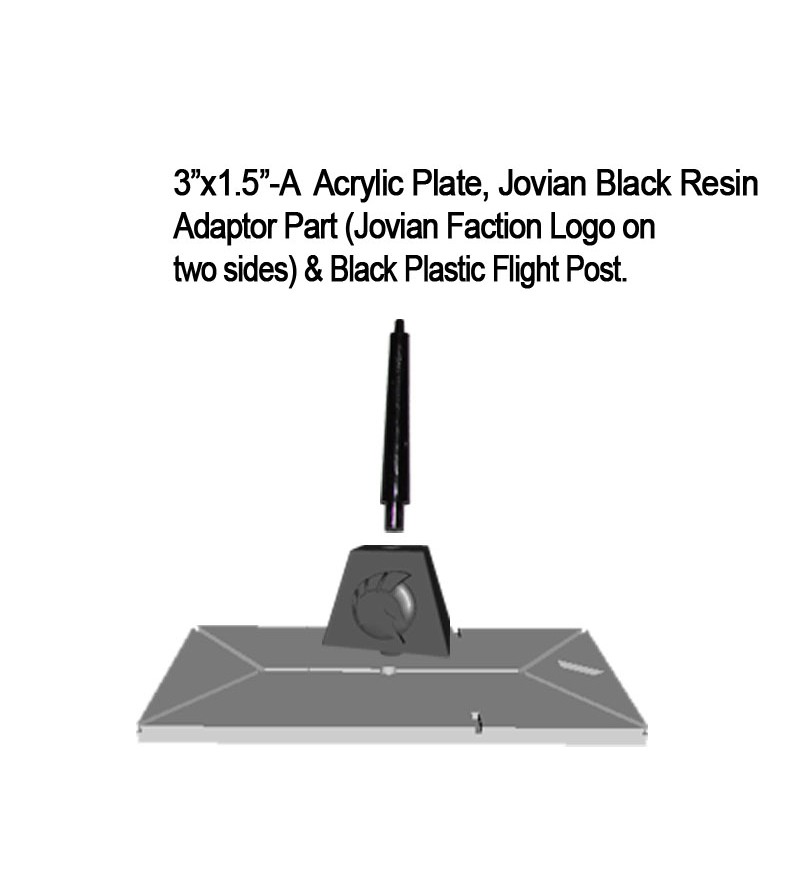 Jovian Wars: Acrylic Base Plate 3"x1.5"A Jovian Logo Black Resin Adaptor Part & Black Plastic Post