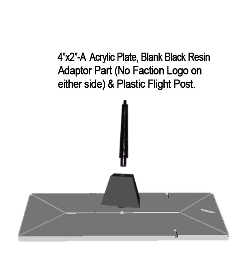 Jovian Wars: Acrylic Base Plate 4"x2"A Blank Black Resin Adaptor Part & Black Plastic Post