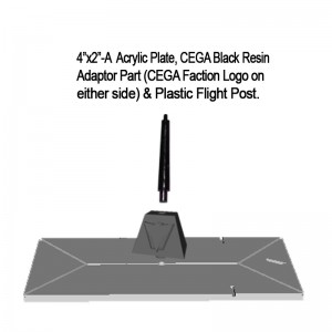 Jovian Wars: Acrylic Base Plate 4"x2"A CEGA Logo Black Resin Adaptor Part & Black Plastic Post