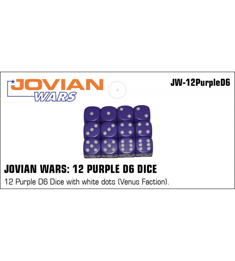 Jovian Wars: 12 Purple D6 with White Dots Venus Faction